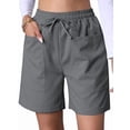 thumbnail image 2 of Omen Casual Shorts Drawstring Comfy Elastic Waist Shorts Summer Pull on Short with Pockets Grey M, 2 of 7