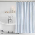 thumbnail image 2 of Blue Stripes Shower Curtain Set - Small 36" x 72" Washable Bathtub Curtain with 12 Hooks, Minimalist Geometric Vertical Striped Waterproof Fabric Stall Shower Curtains for Bathroom/Bathtub Décor, 2 of 6