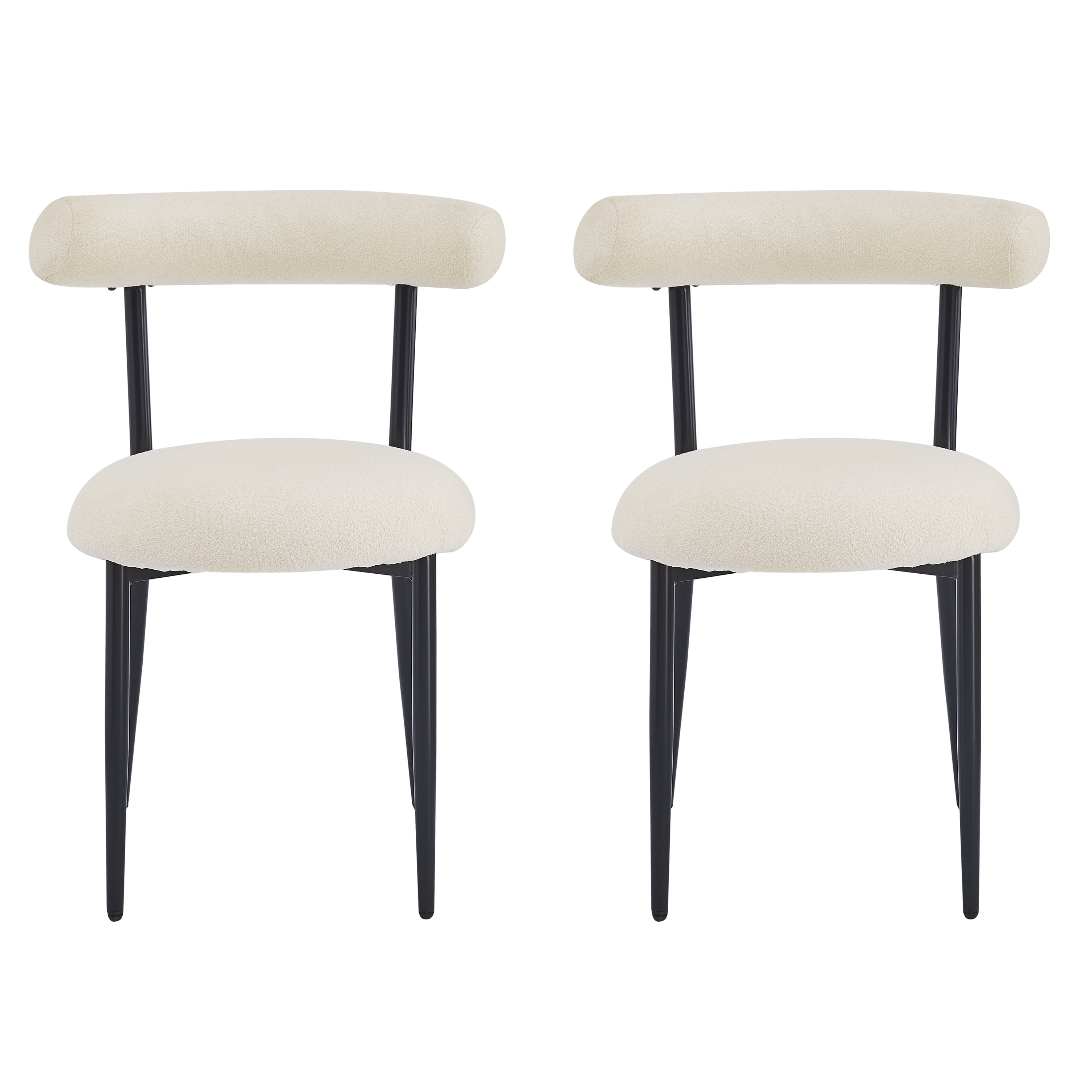 Euroco Set of 2 Modern Upholstered Barstools with Metal Frame and Open Back, 20.5'' Seat Height