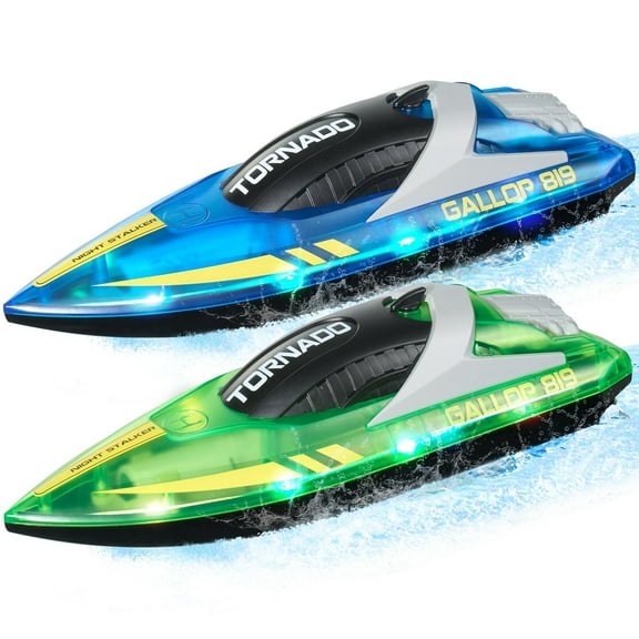 Remote Control Boat 2.4GHz, 2-Pack High-Speed RC Racing Boats, 12km/h, Perfect Christmas Gift