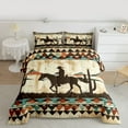 thumbnail image 2 of jejeloiu Western Cowboy Tribal Queen Comforter Set,Retro Geometric Triangle Bedding Comforter Set For Boys Girls Reversible 3 Pieces, 2 of 8