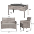 thumbnail image 6 of 4-Piece Patio Furniture Set, Wicker Rattan Outdoor Conversation Set with Loveseat, 2 Chairs & Glass Coffee Table, Cushioned Seating for Backyard, Balcony, Porch, 6 of 44