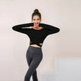thumbnail image 2 of Women's Long-sleeved Quick-drying Fitness Yoga Clothes Slim Sports Running Fitness Clothes With Chest Pad Elastic Tights Casual Shirt, 2 of 9