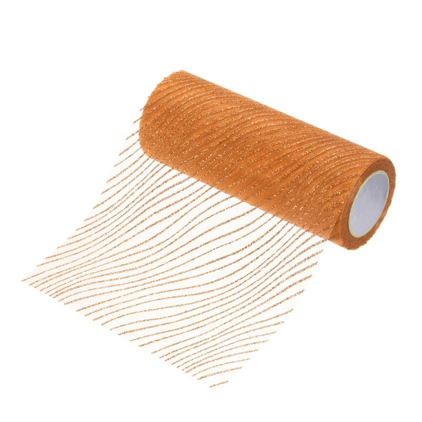 Cinta de Malla Brillante, Cinta de Nylon Metálica de 6" x 10 Yardas con Olas de Brillo (Marrón)