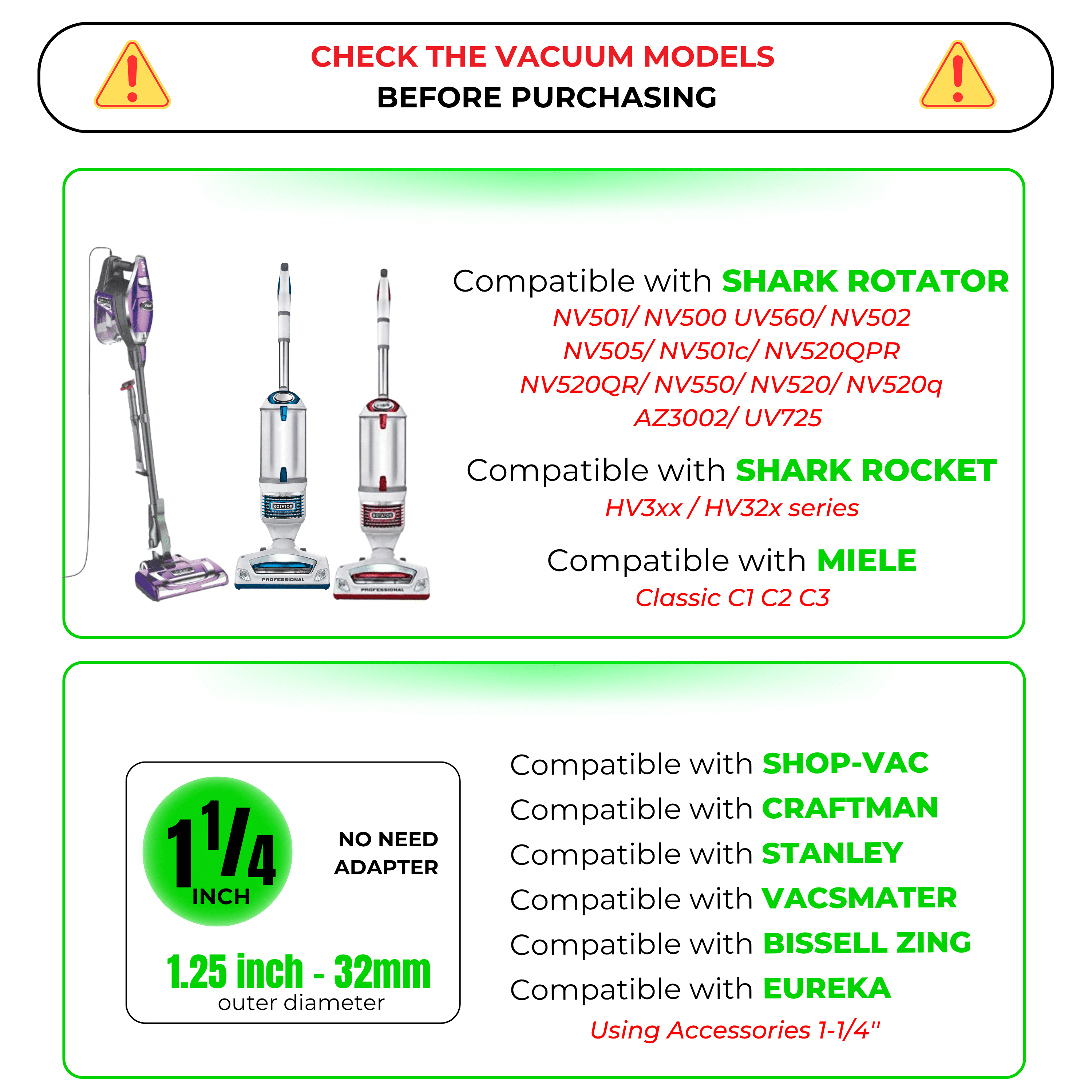For Shark Rotator NV501 NV500 Series -Upgraded Hardwood Floor Attachment with Horse Hair Soft Bristles & Flexible Brush Head plus Hose Adapter: Work on Low Carpet & Wood/Bare/Tile/Hard Floors