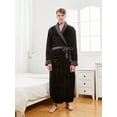 thumbnail image 6 of FashGudim Mens Robes Big and Tall Full Length Shawl Collar Long Plush Robe (Black/Grey,5XL), 6 of 6