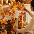 thumbnail image 5 of Fall Garland 26 Leaf Artificial Maple Vine Fall Decor for Fireplace Mantel Staircase Autumn Thanksgiving Harvest Home Decor 78.74in, 5 of 8