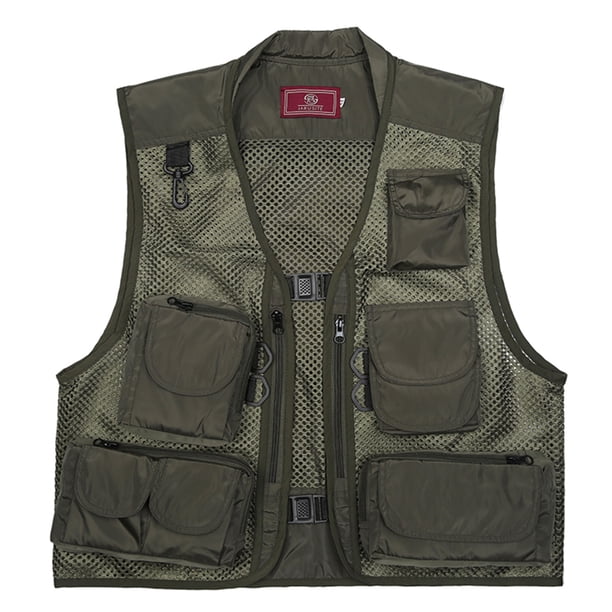 Chaleco de fotografía de pesca Chaquetas de malla con múltiples bolsillos de verano de secado rápido