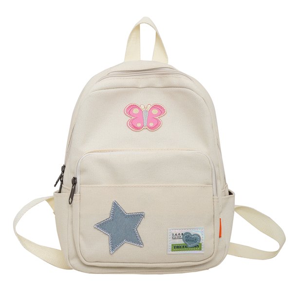 Cute Star Preppy School Bag Y2K Mini Mochila Estética para Niñas (blanco)