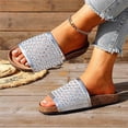thumbnail image 3 of Slides for Women Cork Footbed Sandals Open Toe Rhinestone Mesh Band Comfortable Arch Support Slip on Summer Casual Slippers Silver Size 5.5, 3 of 5