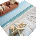 thumbnail image 2 of 5'x8' Area Rugs, Summer Beach Indoor Outdoor Area Rug for Living Room Bedroom, Ocean Coastal Starfish Seashells Blue Sky Washable Bathroom Rugs Kitchen Floor Carpet Mats Home Decor Aesthetic, 2 of 8