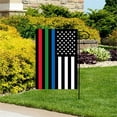 thumbnail image 2 of Thin Blue Green and Red Line American US Flag Garden Flag Vertical Double Sided, Patriotic USA Honoring Police Military and Fire Officers Flag Yard Outdoor Decoration 12.5 x 18 Inches, 2 of 5