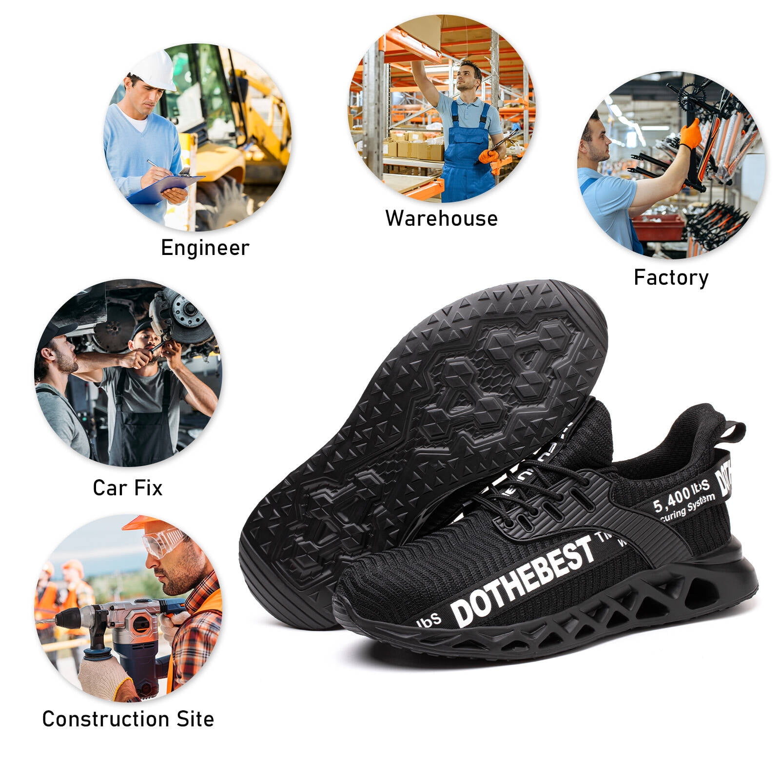 FURUAIN Safety Shoes Mens Lightweight Steel Toe Cap Work Boots Sneakers Shoes Furuian Safety Trainers, Steel Toe Cap, Lightweight  main image 2