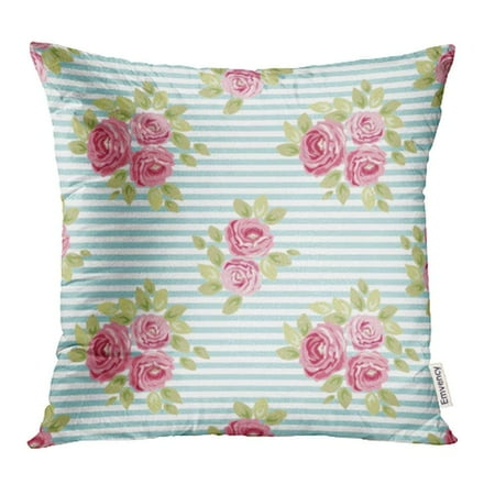 - USART Album Cute Shabby Chic Pattern with Roses and Stripes Bloom Bouquet Country Pillowcase Cushion Cover 16x16 inch