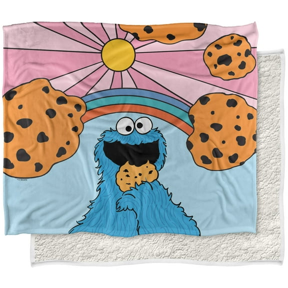 Sesame Street Blanket, 50"x60", Cookie Monster Sunrise Silky Touch Sherpa Back Super Soft Throw Blanket