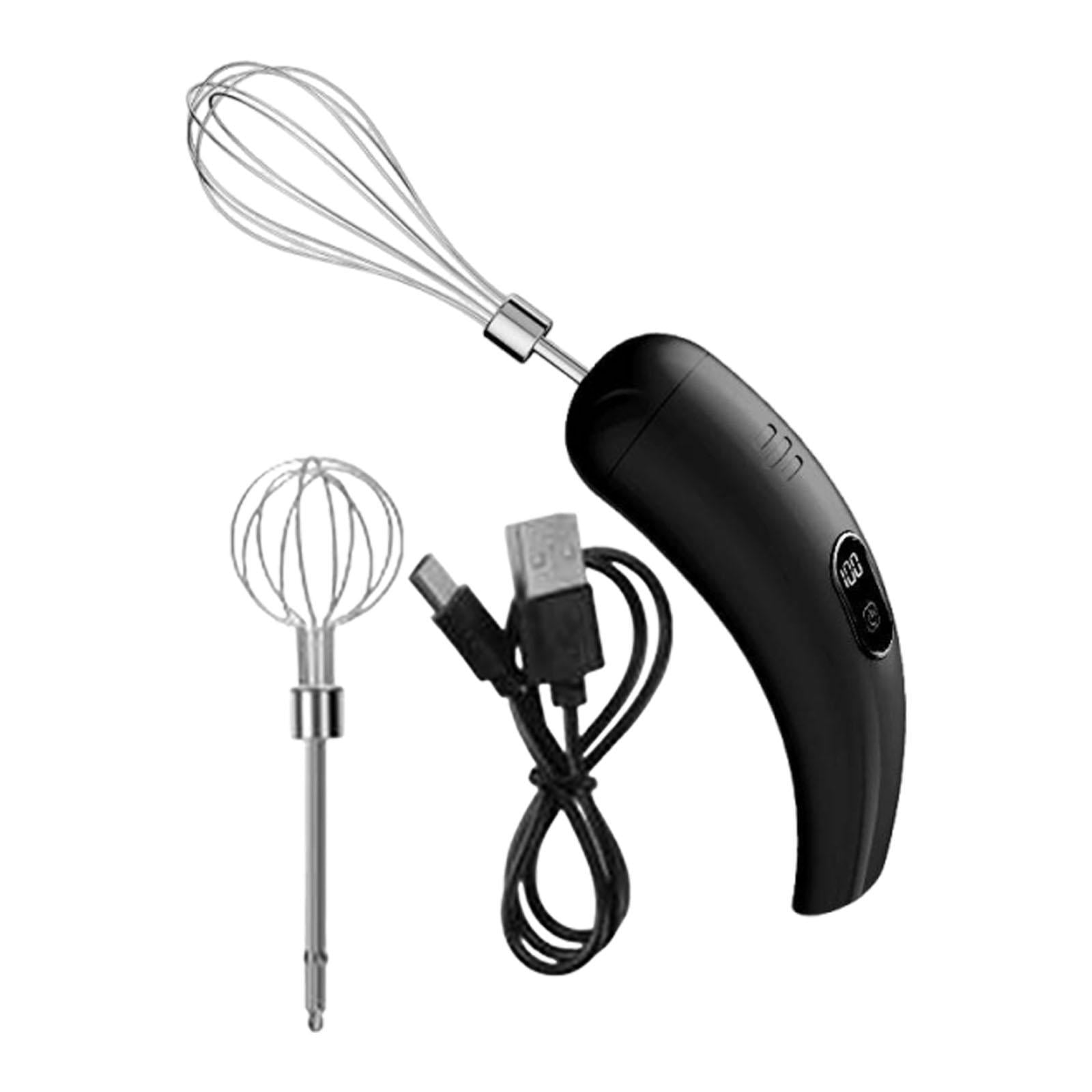 Fiocias Cordless Hand Mixer Compact Electric Egg Beater for Kitchen Baking Cake Shop Black