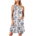 thumbnail image 1 of Moda mujer manga corta estampado cuello redondo fuera del hombro señoras Mini señoras chaleco vestido Fridja hj2326, 1 of 5