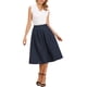 thumbnail image 2 of Faldas plisadas INSPIRE CHIC para mujeres, vintage, de corte A, de talle alto, casual de negocios, midi, XS, azul marino, 2 of 6