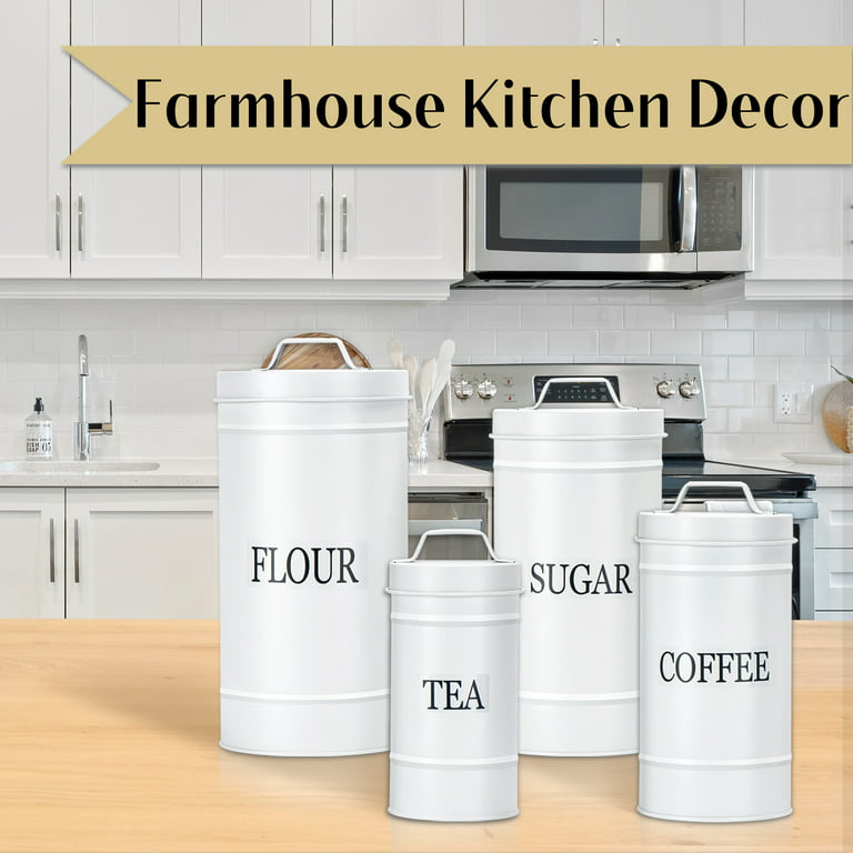 Outshine Mint Farmhouse Nesting Kitchen Canisters (Set of 4), Kitchen  Canister Set Perfect for Flour, Coffee, Tea, Sugar, Coffee Bar Accessories