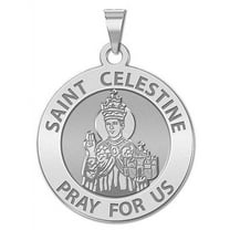 Saint Celestine Religious Medal  - 2/3 inch Size of Dime, Sterling Silver