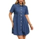 thumbnail image 2 of INSPIRE CHIC Vestido Mini de Mezclilla con Cuello y Botones de Manga Corta para Mujer M Azul, 2 of 6