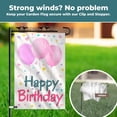 thumbnail image 5 of Happy Birthday Garden Flag 12 x 18 Inch Double Sided Burlap Yard Flag with Clip and Stopper Pink Balloon Theme Personalized Party Decoration Banner Yard Sign, 5 of 8