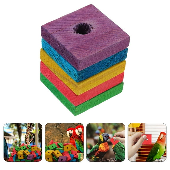 PENIKOKO 50pcs Parrot Bird Chewing Toys – Wooden Blocks and Wood Chip Teeth Grinding Toys for Small Birds and Parakeets