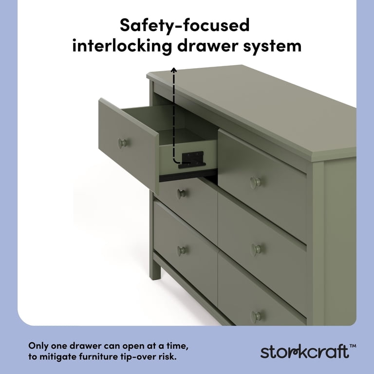 Storkcraft Alpine 6 Drawer Nursery Double Dresser, Olive - Walmart.com