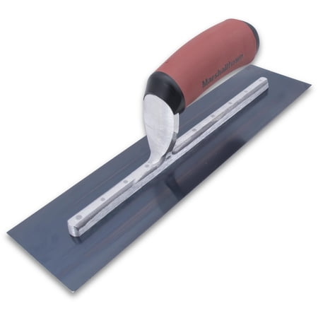 MARSHALLTOWN MXS62BD 12 x 4 inch Blue Steel Finishing Trowel Curved DuraSoft Handle for Masonry Concrete Brick Laying