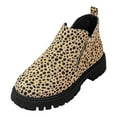 thumbnail image 6 of Ankle Boots for Women Lug Sole Chunky Heel Leopard Print Leather Zipper Short Fall Booties Casual Round Toe Slip on Loafers, 6 of 7