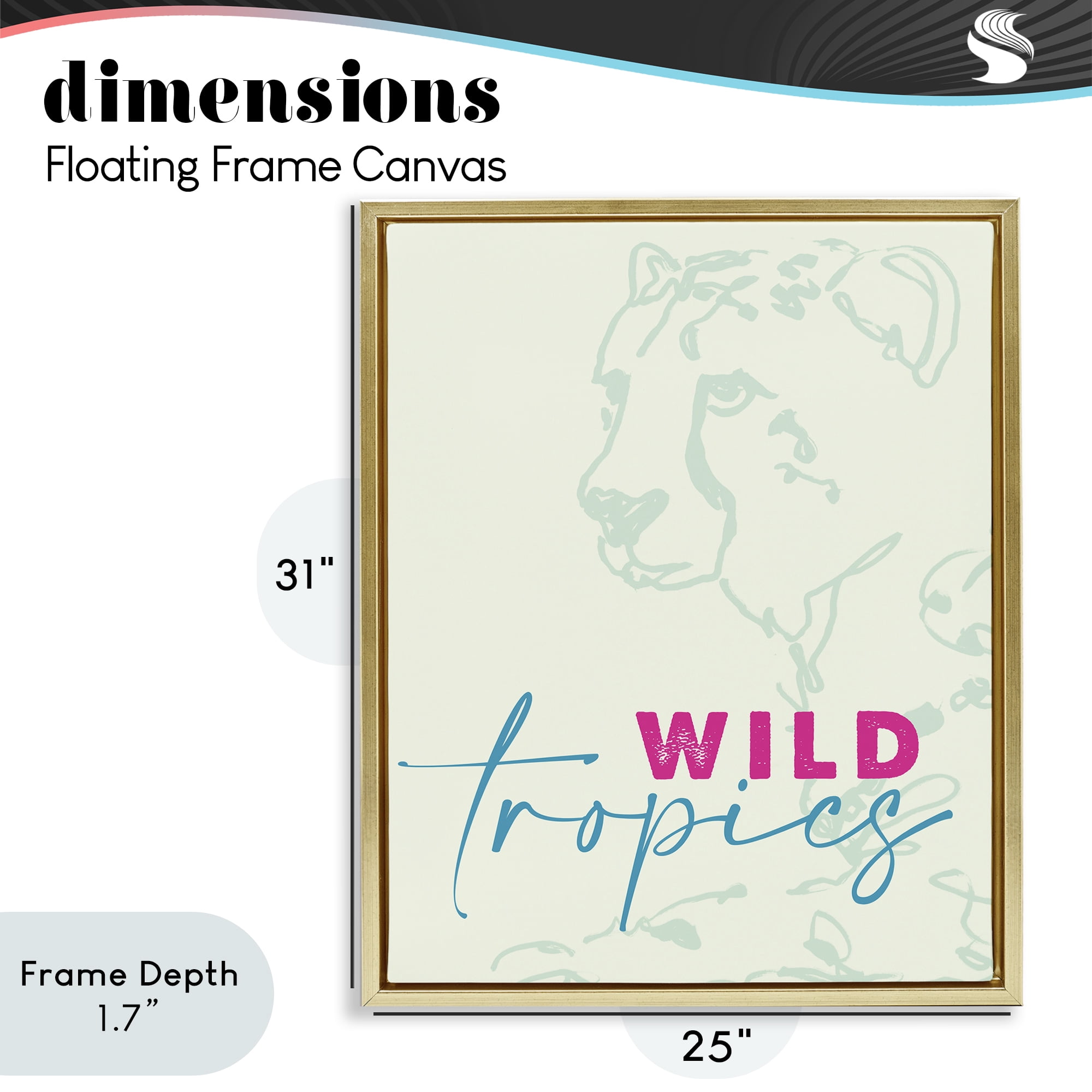 Stupell Industries Wild Tropics Cheetah Gold Framed Floater Canvas Wall Art, design by Lanie Loreth