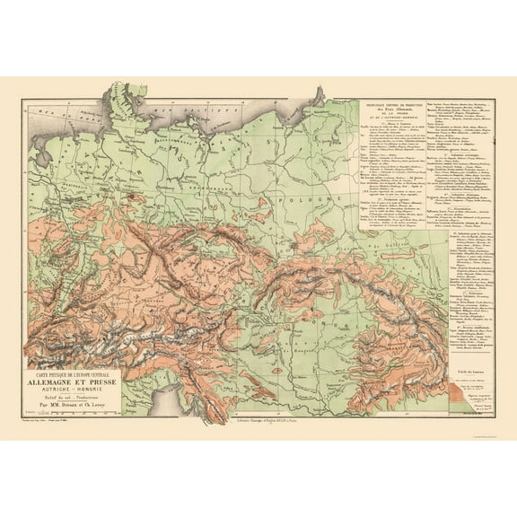 Historic Map - Prussia Germany - Drioux 1882 - 32.59 x 23 - Vintage Wall Art