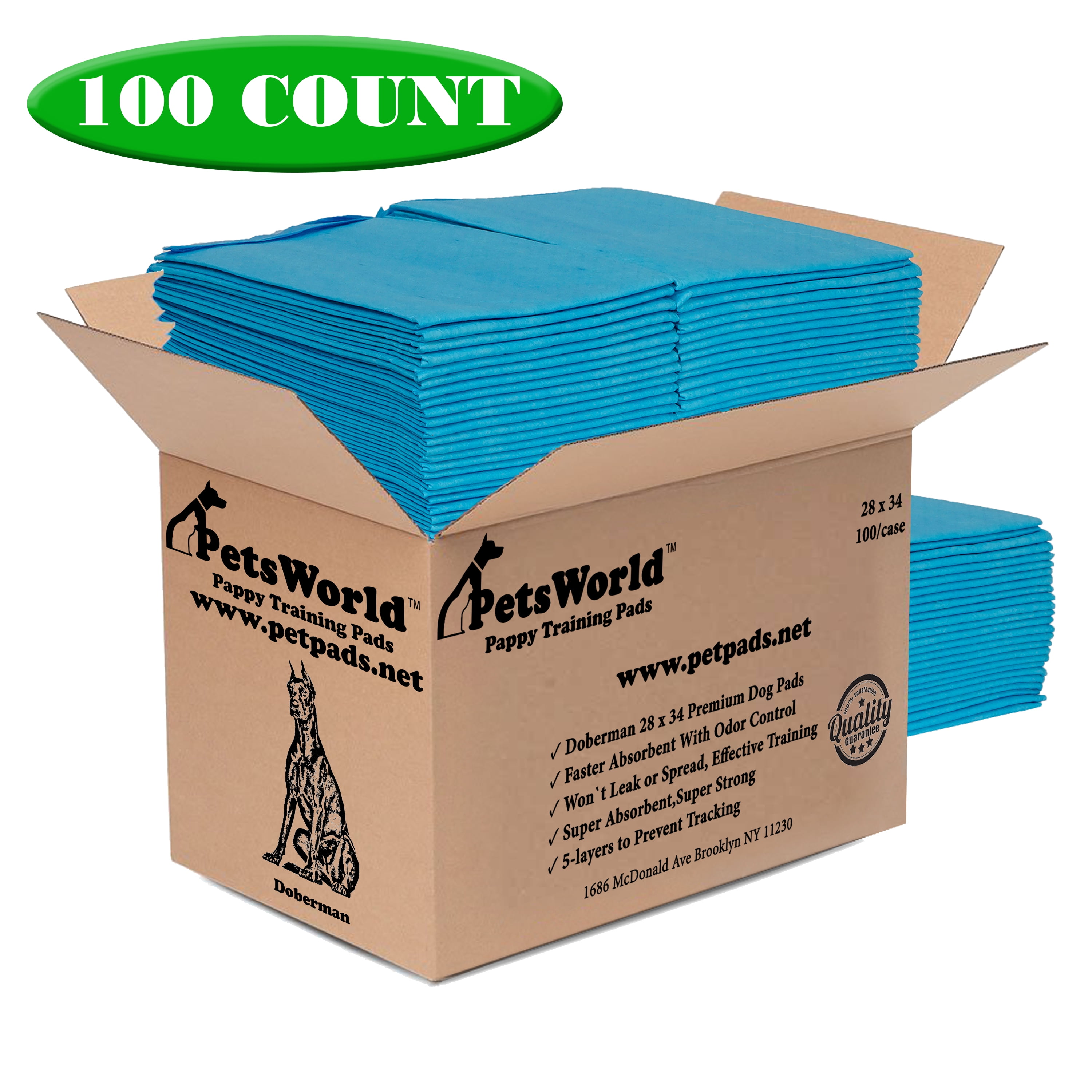 PETSWORLD Dog Supplies Training Puppy Pads Extra Large, 28x34 Inches