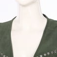 thumbnail image 6 of Raenseen Women Tassel Fringe Vest 70s Hippie Faux Suede Rivets Sleeveless Jacket Cardigan Tops Army Green S, 6 of 9