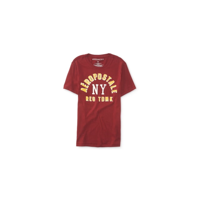 Aeropostale Hombres NY Reg. Tdmk. Camiseta gráfica, roja, pequeña Aeropostale Camiseta gráfica