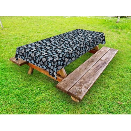 

Paisley Outdoor Tablecloth Persian Teardrop Motifs with Curved Tip and Curved Stripes Floral Design Decorative Washable Fabric Picnic Tablecloth 58 X 120 Inches Coral Pale Blue Black by Ambesonne