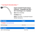 thumbnail image 2 of Engine Camshaft Position Sensor Connector - Compatible with 2001 - 2011 Ford Ranger 2.3L 4-Cylinder 2002 2003 2004 2005 2006 2007 2008 2009 2010, 2 of 2