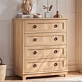 thumbnail image 6 of 2 Pack 4 Drawer Dresser for Bedroom, Retro Wood Storage Cabinet with Antique black Round Handles, Vintage Chest of Drawers with Solid Base for Living Room, Hallway, Guest Room, Natual, 6 of 6