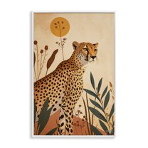 Stupell Industries Cheetah & Boho Plants Animals & Insects Painting White Framed Art Print Wall Art, 16 x 24