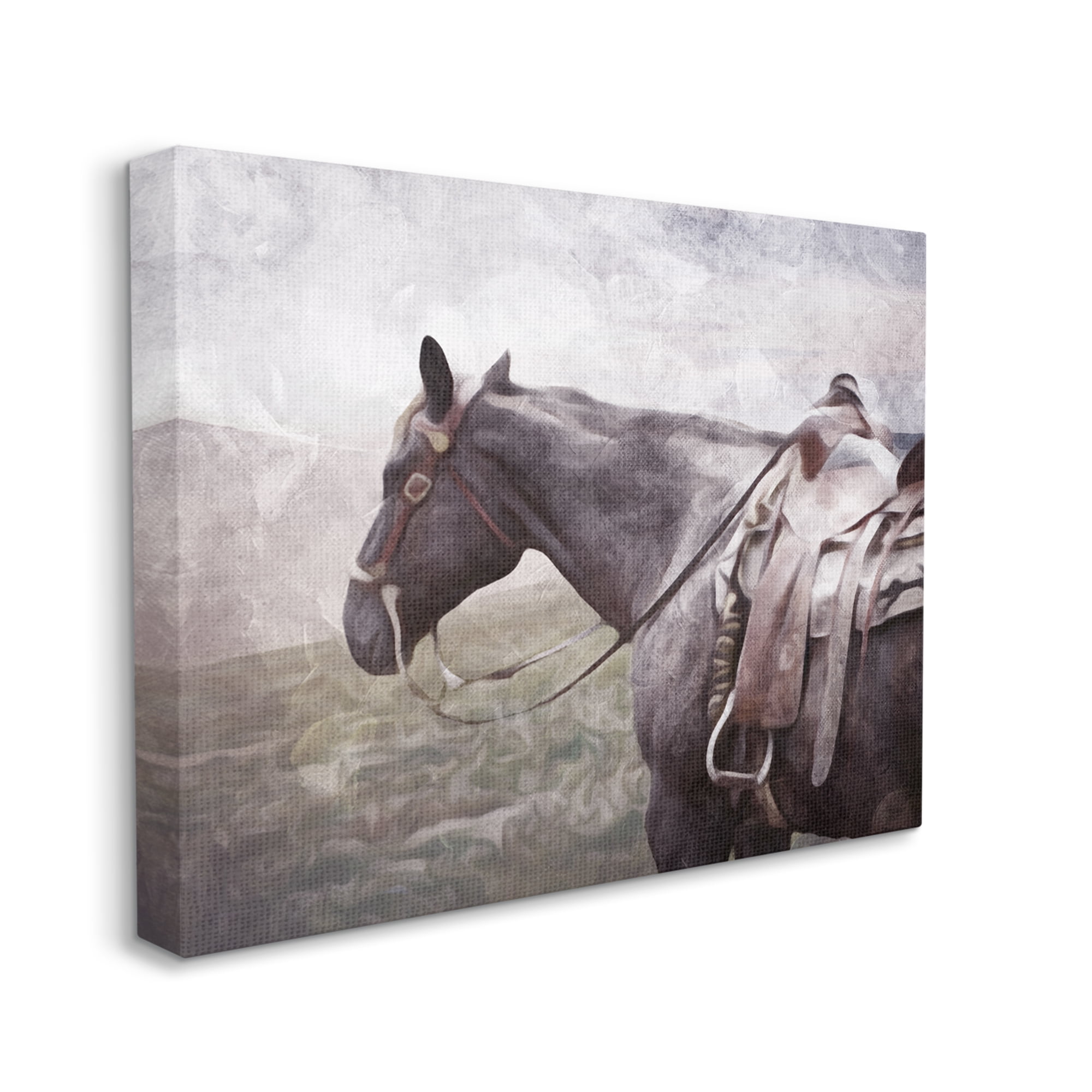 Stupell Industries Horse with Saddle Animals & Insects Painting Gallery Wrapped Canvas Art Print Wall Art, 20 x 16