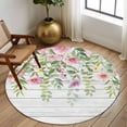 thumbnail image 3 of Colorful Flowers Round Rug 6ft Washable Circle Kitchen Rugs Non Slip Spring Leaves Floral Botanical Wood Grain Large Area Rug Indoor Floor Carpet for Bedroom Living Room Home Office Dining Room, 3 of 8