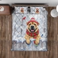 thumbnail image 4 of Playful Chinese Shar-Pei Welcomes Winter Snowy Day with Cardinal Bird Quilt Bedding Set Dog Lover 1 Blanket Bed Cover 2 Pillowcases - 12017, 4 of 5