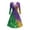 Multicolor, variant on Jjayotai Mardi Gras Costume Dress, Women Carnival Long Sleeve Dresses, Purple Gold Green Stripe Print Outfits, Suit for Cocktail Party Multicolor L