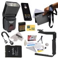 thumbnail image 1 of Kit for Nikon Nikon D3100, D3200, D5100, D5200, & D5300 DSLR Includes Vivitar DF-293 TTL LCD Bounce Zoom Flash With LCD Display, Flash Bracket, EN-EL14, Charger, AA Batteries & Charger, 1 of 4