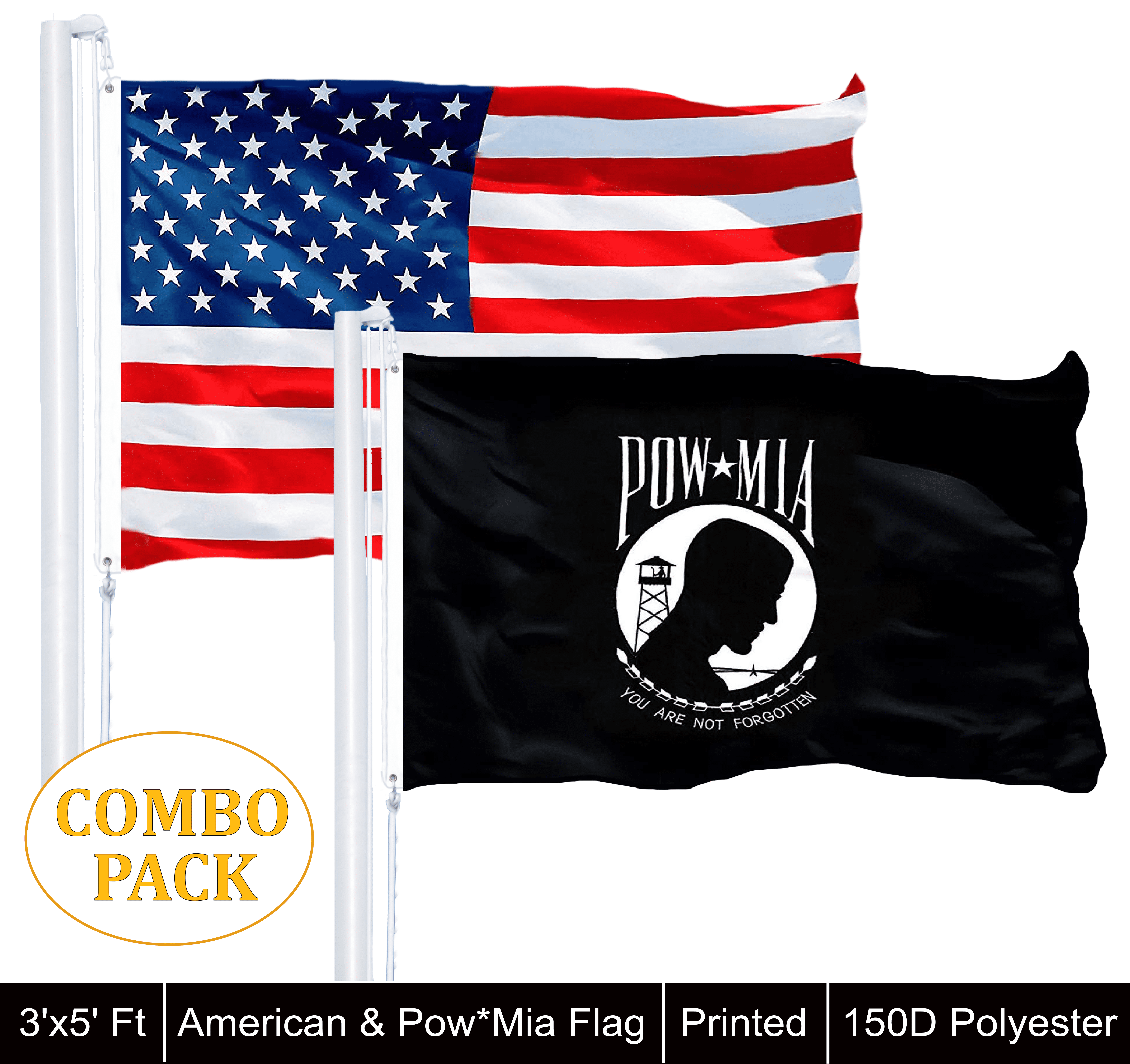 Wholesale Combo LOT 3' X 5' USA & Pow Mia You are Never Forgotten FLAG 3X5FT 