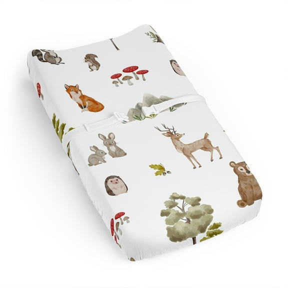 Sweet Jojo Designs Watercolor Woodland Forest Animals Boy Girl Gender Neutral Unisex Changing Pad Cover Sheet