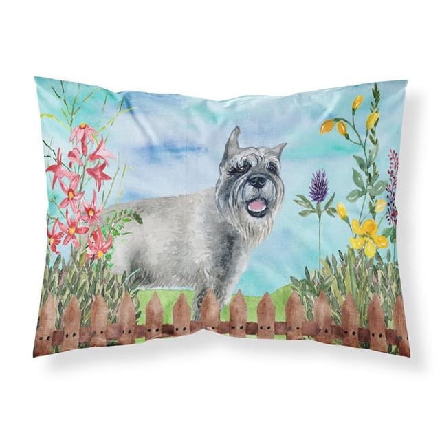 Carolines Treasures CK1224PILLOWCASE Schnauzer Spring Fabric Standard Pillowcase