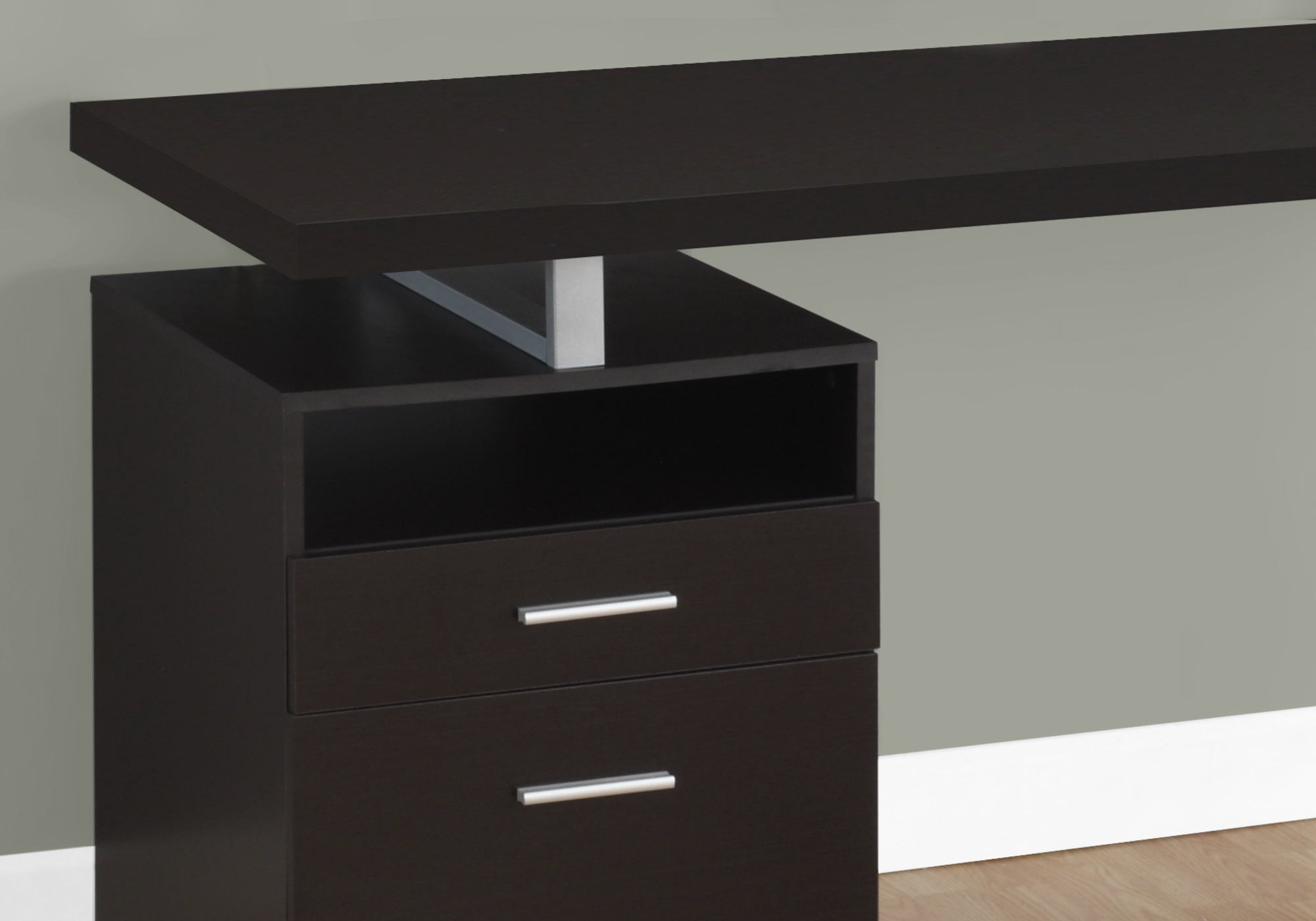 Monarch Computer Desk 60"L / Cappuccino / Silver Metal