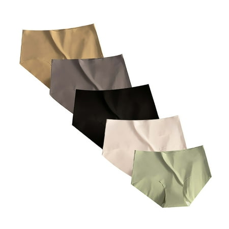 SNOWSONG Panties for Women Clearance! 5 Pcs Women s Thin Seamless Ice Silk Antibacterial Mulberry Silk Panties  Cotton Underwear  Underwear Women Pack  Seamless Underwear 5x Ladies Panties Coffee XL
