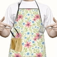 thumbnail image 2 of Pioneer Flower Floral Print Pattern Cotton Linen Apron with Pockets, Waterproof Adjustable, 33x27 Inch for Kitchen, Gardening, BBQ, Salon, 2 of 6